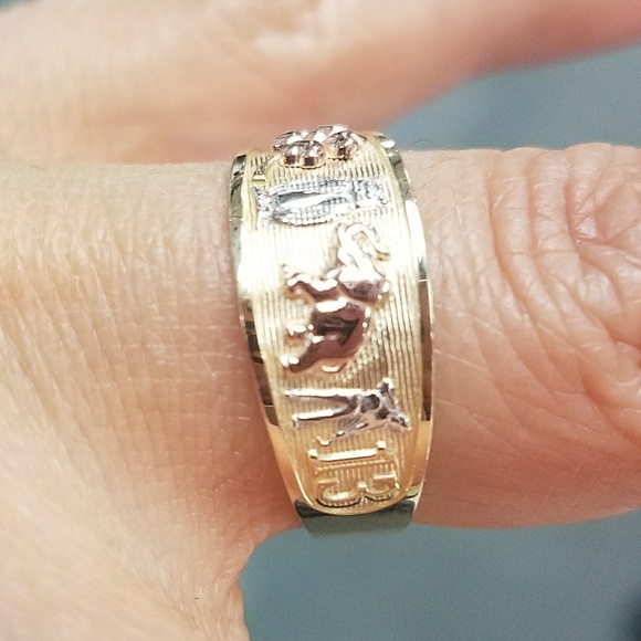 14k Solid Yellow Gold Elephant Ring sz 5 6 7 8 9 - Picture 11 of 14